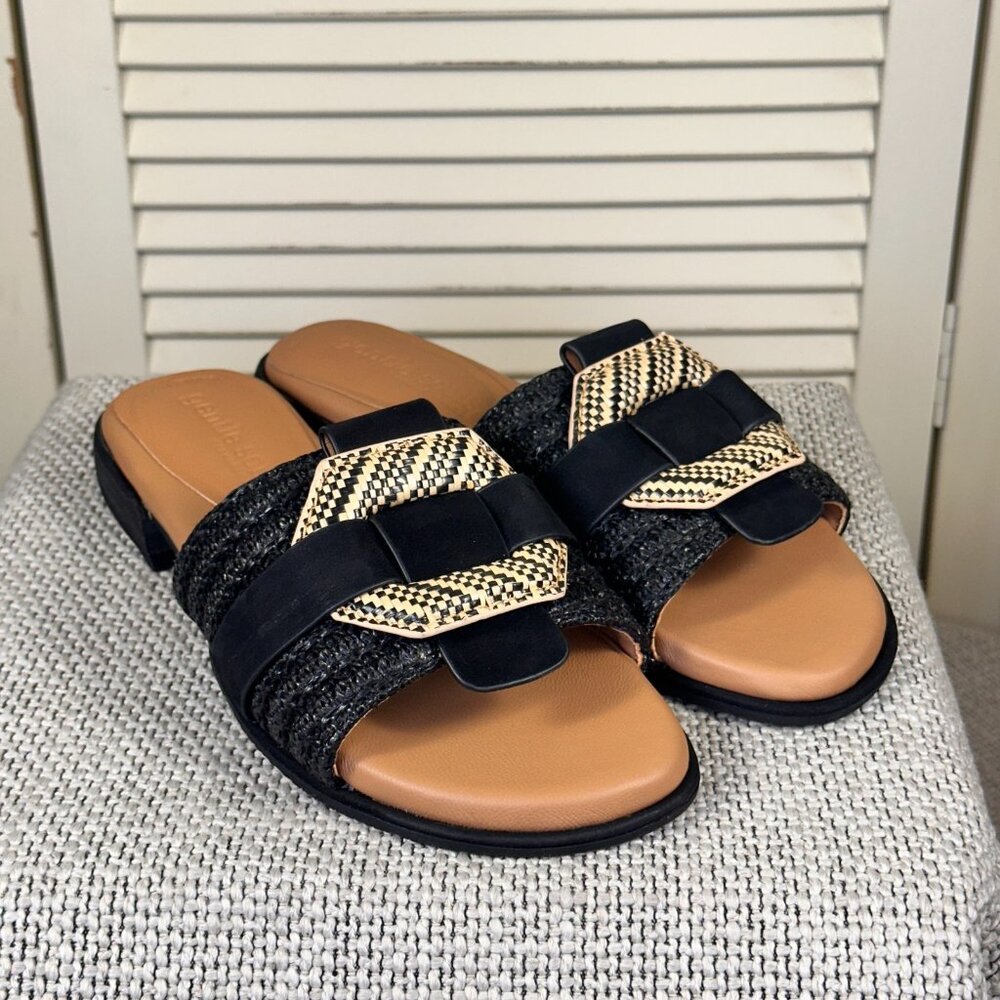 Gentle Souls by Kenneth Cole Womens Hudson Flat Sandal Slide Black Raffia Size 9 - Picture 5 of 8